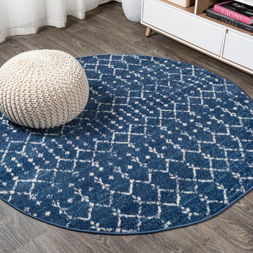 Moroccan Hype Boho Vintage Diamond Area Rug Blue/White
